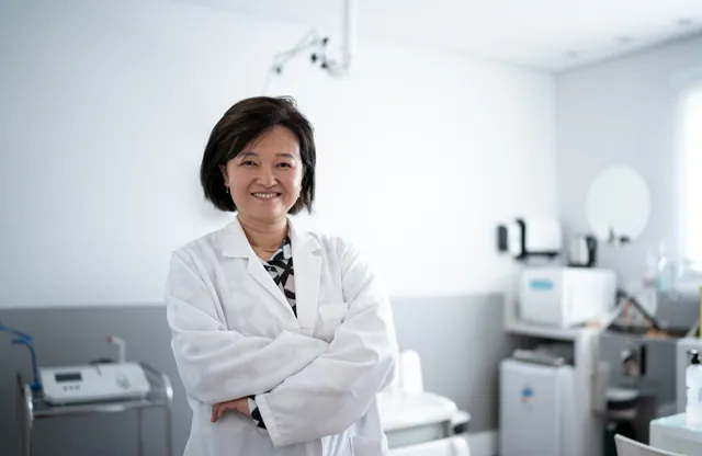 Woman researcher in her lab